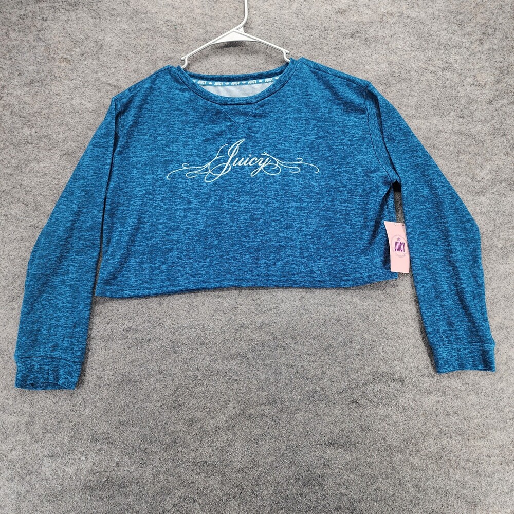 Juicy Couture Shirt Womens Juniors Medium Cropped Blue
